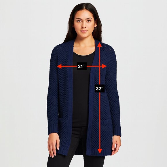 Lends End Blue Knit Cardigan Long Sweater Size XS - Picture 2 of 5